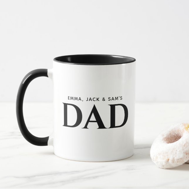 Minimalistischer Vater für Schwarz und Weiß, perso Tasse (Mit Donut)