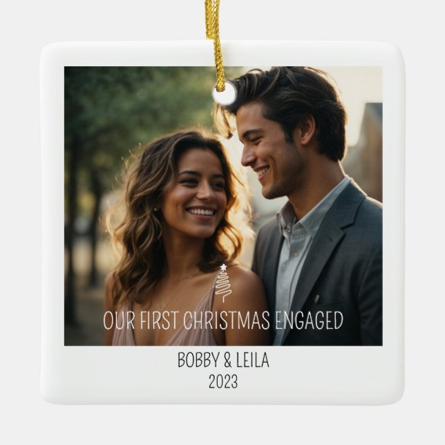 Minimalistischer Verlobter Weihnachtsgeschmack Keramikornament (Vorderseite)