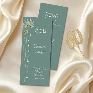 Minimalistischer vertikaler Blumensage zum 60. Geb Einladung