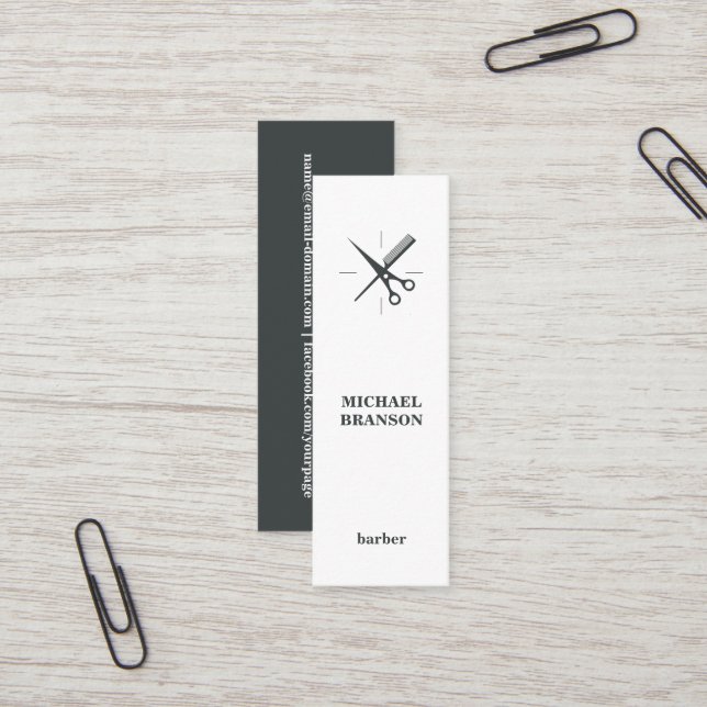 Minimalistischer vertikaler Schere Mini Visitenkarte (Vorderseite/Rückseite Beispiel)