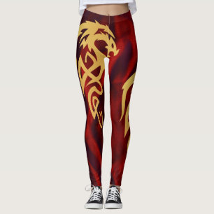 Minimalistischer verzauberter Gold-Roter Magic-Dra Leggings