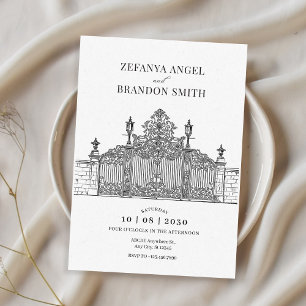 Minimalistischer Verzierter Eingang Hochzeit der T Einladung