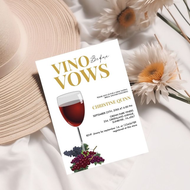 Minimalistischer Vino vor dem Gelübde Brautparty W Einladung (Von Creator hochgeladen)