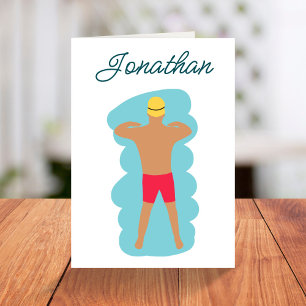 Minimalistischer Vintage-Brustschwimmen-Geburtstag Karte
