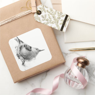 Minimalistischer Vogelporträt Quadratischer Aufkleber
