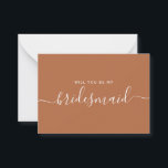 Minimalistischer Vorschlag für eine Autobahn Mitteilungskarte<br><div class="desc">Minimalistisch Modern Terracotta Calligraphy Bridesmaid Vorschlag. Brautparty Vorschlagskarte und Einladung. Mit einem trendigen und stilvollen Script-Schriftart und einer verbrannten Orange-Farbe.</div>