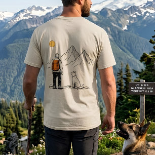 Minimalistischer Wanderer und Hund Bergabenteuer T-Shirt