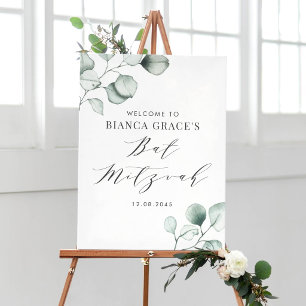 Minimalistischer Wasserfarben-Eukalyptus-Bat-Mizwa Poster