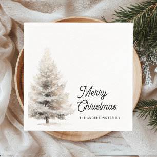 Minimalistischer Wasserfarben-Weihnachtsbaum perso Serviette