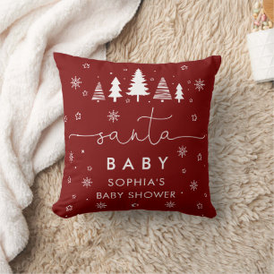 Minimalistischer Weihnachts-Baby-Shower Rot Kissen