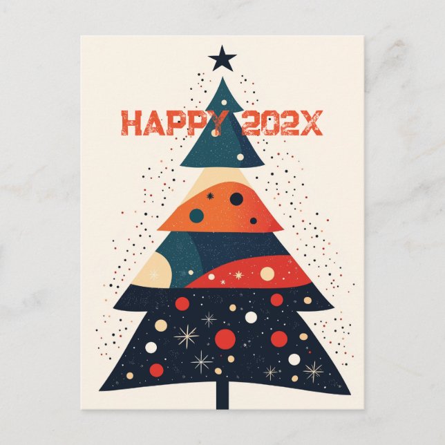 Minimalistischer Weihnachtsbaum Feiertagspostkarte (Vorderseite)