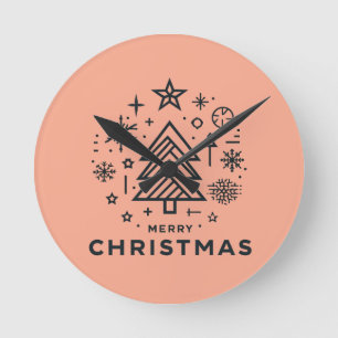 Minimalistischer Weihnachtsbaum Frohe Weihnachtsge Runde Wanduhr