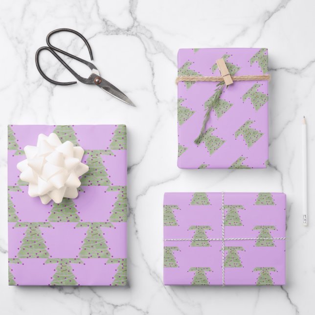 Minimalistischer Weihnachtsbaum Geschenkpapier Set (Vorderseite)