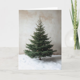 Minimalistischer Weihnachtsbaum mit sanften Lichte Einladung
