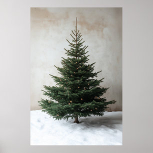Minimalistischer Weihnachtsbaum mit sanften Lichte Poster