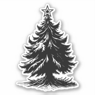 Minimalistischer Weihnachtsbaum mit Stern auf Top Aufkleber