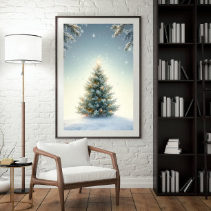 Minimalistischer Weihnachtsbaum-Plakat Poster