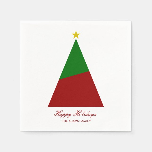 Minimalistischer Weihnachtsbaum rot Serviette (Vorderseite)