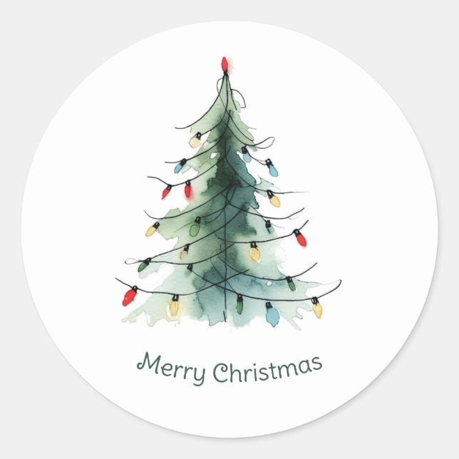 Minimalistischer Weihnachtsbaum Runder Aufkleber (Vorderseite)