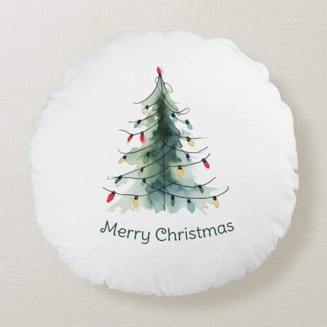 Minimalistischer Weihnachtsbaum Rundes Kissen (Vorderseite)