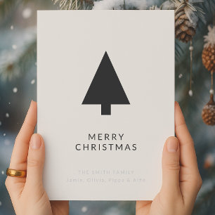 Minimalistischer Weihnachtsbaum   Schwarz und Weiß Feiertagskarte