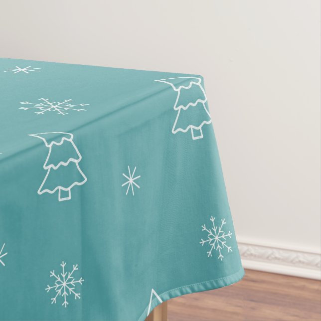 Minimalistischer Weihnachtsbaum und Schneeflockenm Tischdecke (Beispiel)