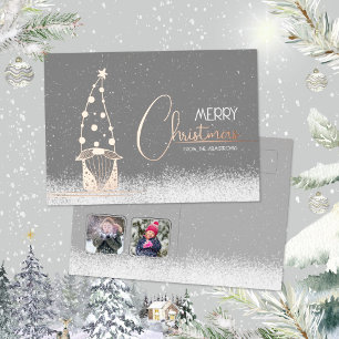 Minimalistischer Weihnachtsgnome Folien Feiertagskarte