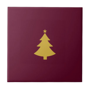 Minimalistischer Weihnachtsgoldbaum, Burgunder Wei Fliese