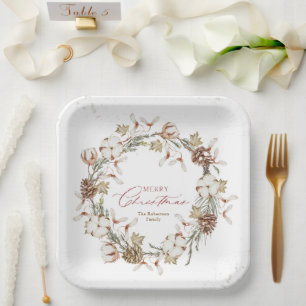 Minimalistischer Weihnachtskranz Pappteller
