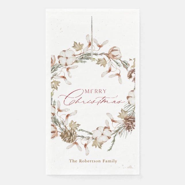 Minimalistischer Weihnachtskranz Serviette (Vorderseite)
