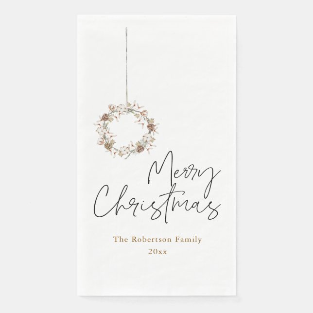 Minimalistischer Weihnachtskranz Serviette (Vorderseite)