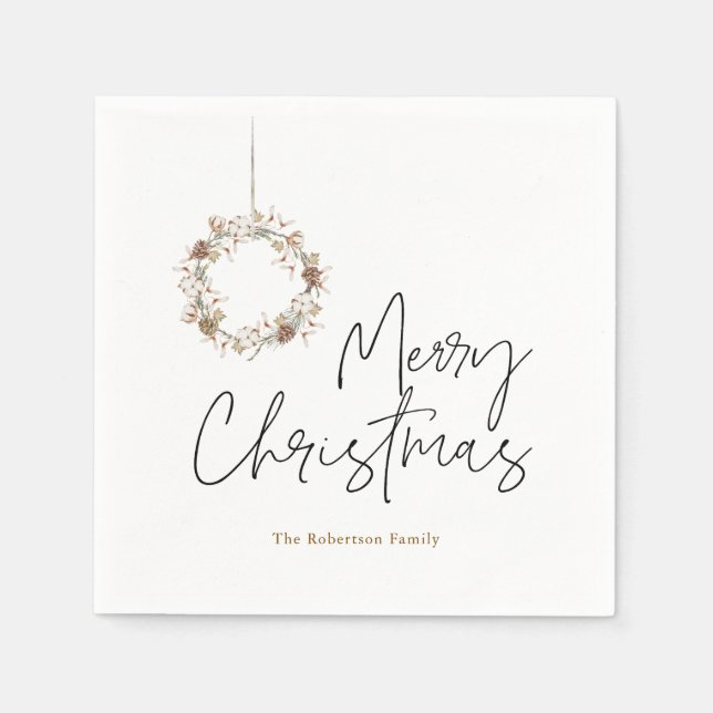 Minimalistischer Weihnachtskranz Serviette (Vorderseite)