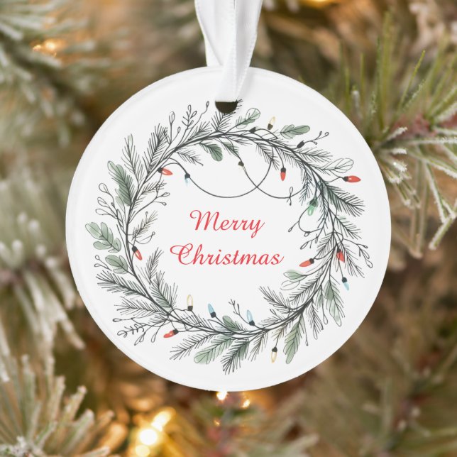 Minimalistischer Weihnachtskranz und Lichter Ornament (Baum)