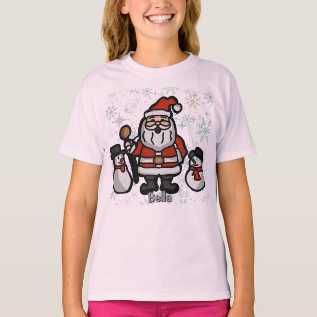 Minimalistischer Weihnachtsmann und Pinguine im Sc T-Shirt (Vorderseite)