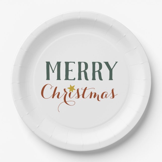Minimalistischer Weihnachtsstar Pappteller (Vorderseite)