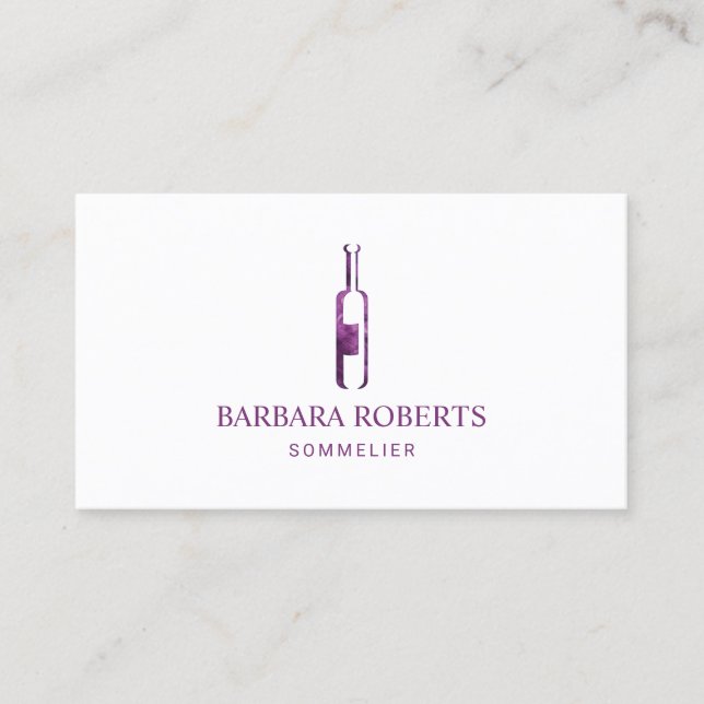 Minimalistischer Wein-Flaschen-LogoSommelier Visitenkarte (Vorderseite)