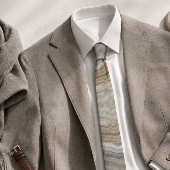 Minimalistischer weißbrauner Marmor Krawatte (minimalist scandinavian white brown grey marble neck tie)