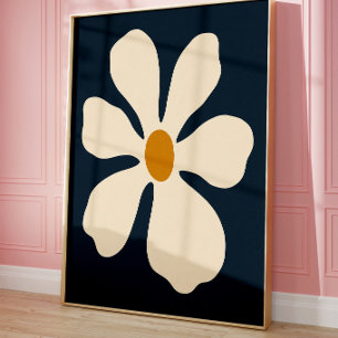Minimalistischer weißer Blumenwandkunst-Druck Poster