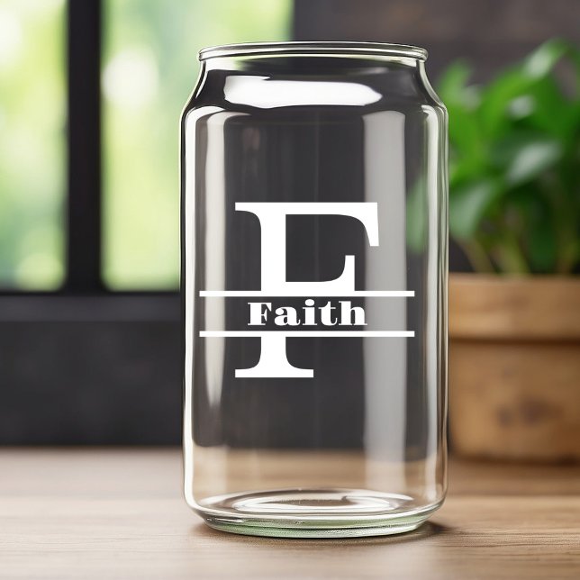 Minimalistischer weißer Buchstabe F Monogramm und  Dosenglas (Von Creator hochgeladen)