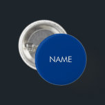 Minimalistischer, weißer individuelle Name Button<br><div class="desc">Minimalistischer,  weißer individuelle Name-Text moderne,  schlichte Button-Taste. Anpassbarer weißer Text auf blauem,  schlichtem Hintergrund.</div>