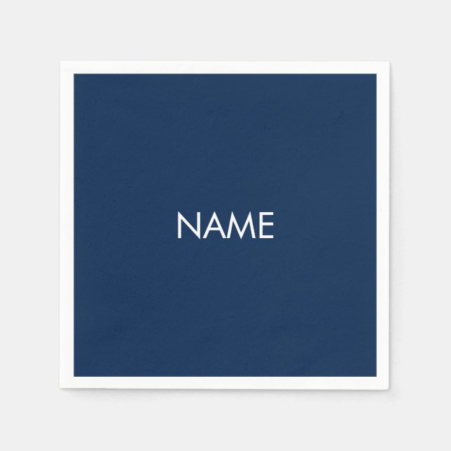 Minimalistischer weißer individuelle Name Serviette (Vorderseite)