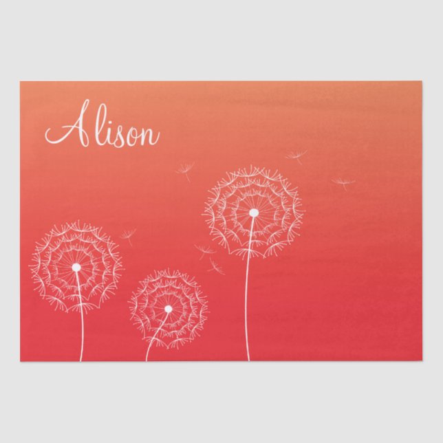 Minimalistischer weißer Lüster Name Niedlich Flora Seidenpapier (Vorderseite)