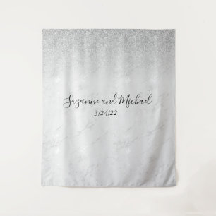 Minimalistischer weißer Marmor Ombre Glitzer Hochz Wandteppich