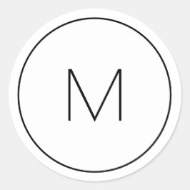 Minimalistischer weißer Monogramm-einfacher Single Runder Aufkleber