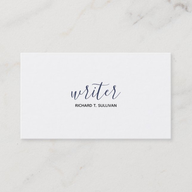 Minimalistischer weißer Schriftsteller (Zollberuf) Visitenkarte (Vorderseite)