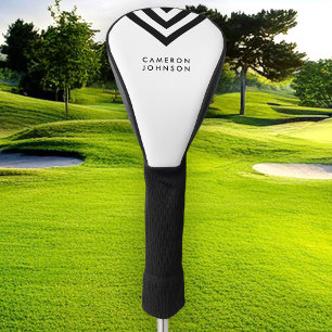 Minimalistischer weißer schwarzer Name Zickzack Ge Golf Headcover
