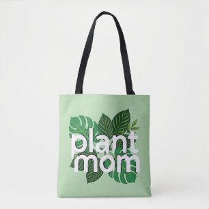 Minimalistischer weißer Text Plant Mom Botanisch Tasche