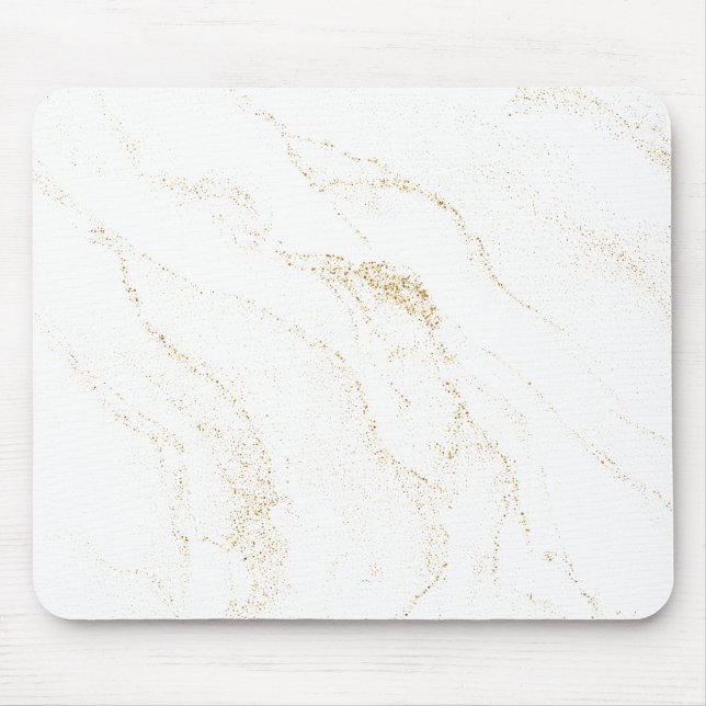 Minimalistischer weißer und goldener Marmor Mousepad (Vorne)