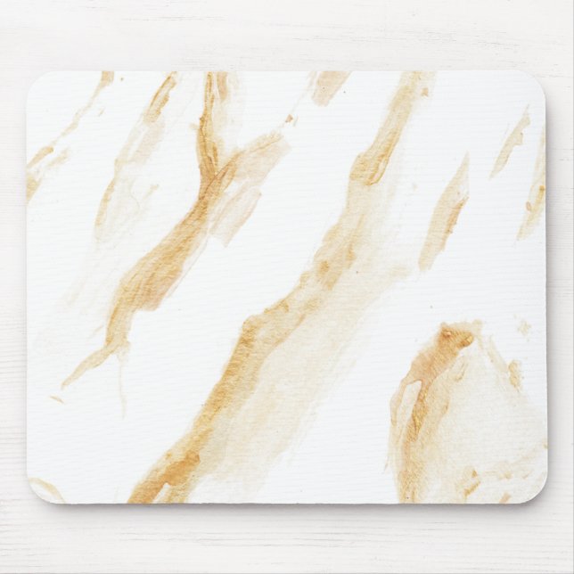 Minimalistischer weißer und goldener Marmor Mousepad (Vorne)