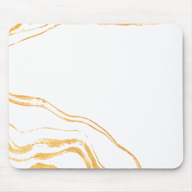 Minimalistischer weißer und goldener Marmor Mousepad (Vorne)